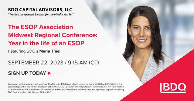 gregantoncpa's tweet photo. Don’t miss BDO Capital's Maria Thiel as she speaks at @ESOPAssociation’s 2023 Midwest Chapter Regional Conference on 9/22. Register today. #ESOP #EmployeeOwnership https://t.co/MhIyZIZOg8 https://t.co/gZ5YrnTtnF