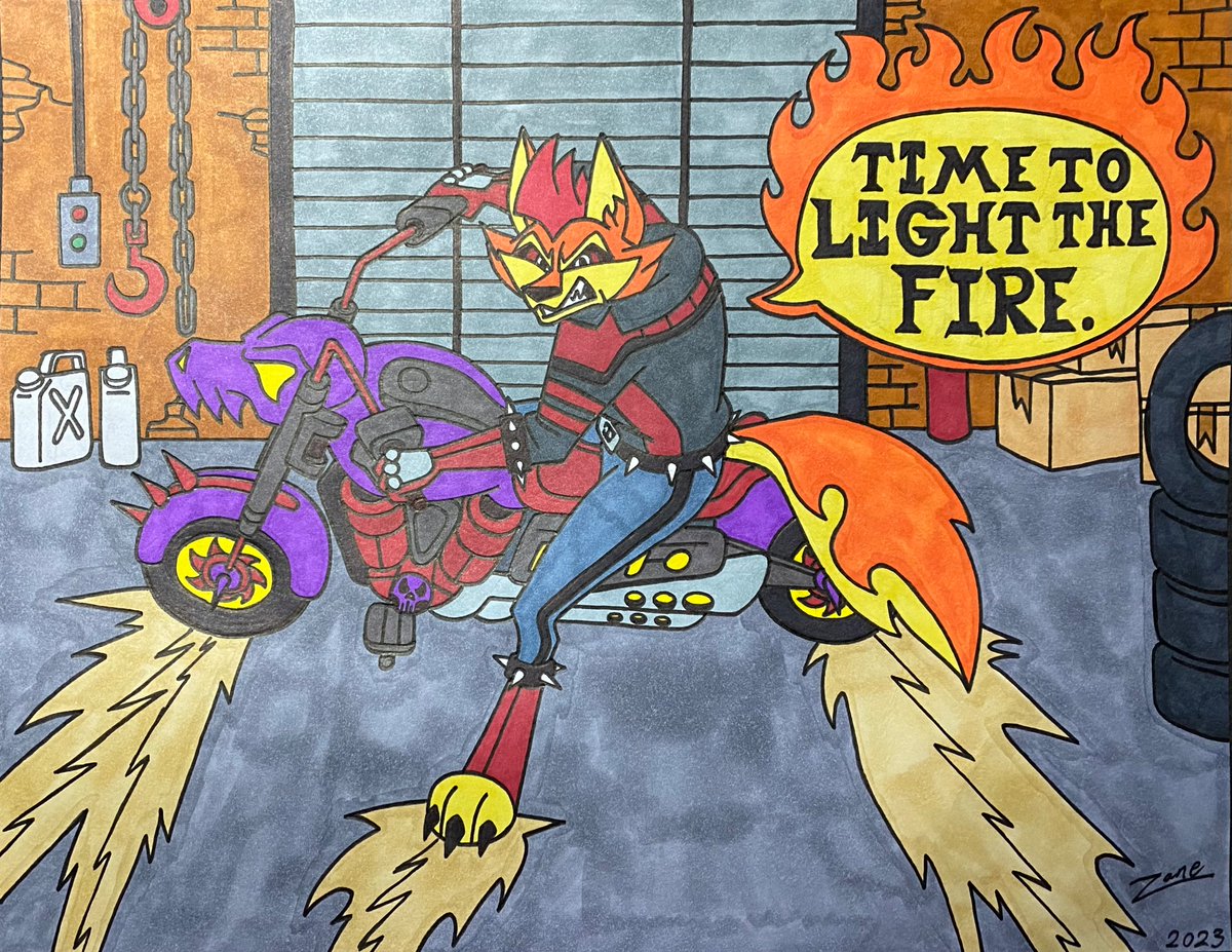 ZaneTheGreyFox's tweet photo. Character gift to @VivziePop 
The color version has arrived! Ignus is ready to unleash the flame from his fury!🐺☠️🔥👊 You’re amazing Vivi, hope Helluva boss has room for this guy.
#HelluvaBoss #HelluvaBossOC #hellhoundoc #AKIRA #Ignus #furryartwork #art #myartwork https://t.co/oG3sTWdciJ