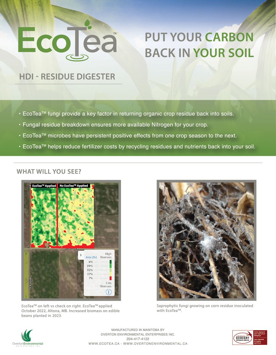 Let the #beneficialfungi in #EcoTea Residue Digester breakdown your #cropresidue and return #carbon and nutrients to your soil! #soilhealth #soilbiology #beneficialbacteria #agtwitter #westcdnag #cdnag #harvest23 #mbag