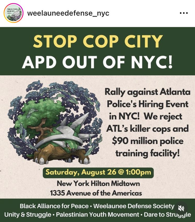 AshAgony's tweet photo. Atlanta cops are holding a hiring event in NYC(!!!) this Saturday so folks are gonna rally to oppose this event &amp; to #StopCopCity.

Come through! https://t.co/GF7JSYBGY8