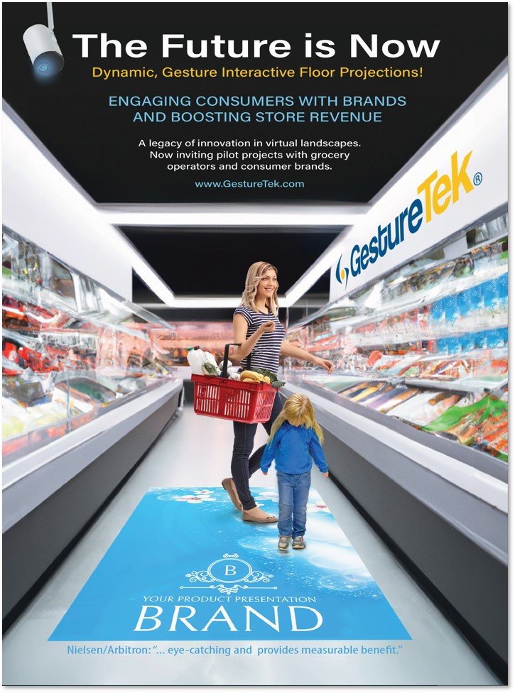 GestIntel's tweet photo. $WNBD #GestureTek  Progressive Grocer Question & Answer Session took place today for the upcoming double page advertising launch in September.  Our team senses there is genuine interest amongst these well-informed industry professionals in what GestureTek is bringing to the  grocery sector .