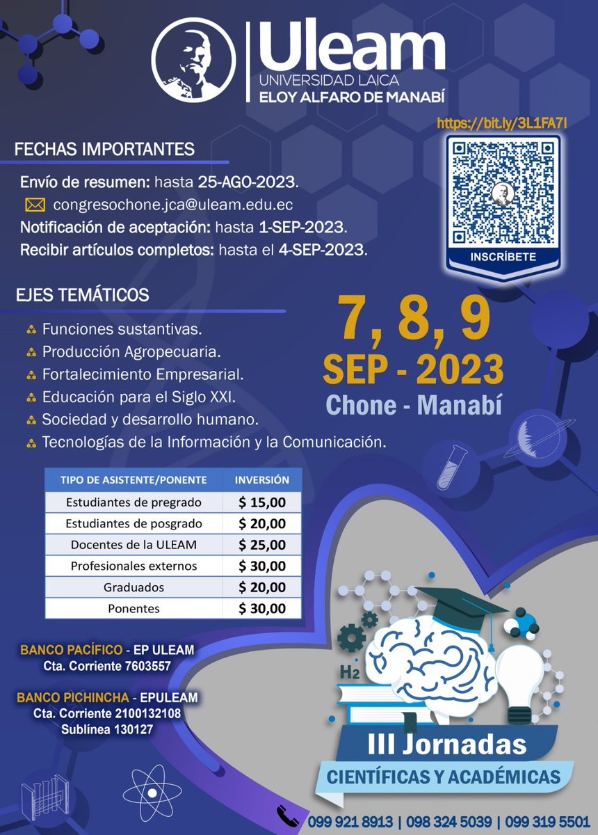 fariz75's tweet photo. III Jornadas Científicas y Académicas ULEAM ext. Chone https://t.co/RQQQtDzLbD