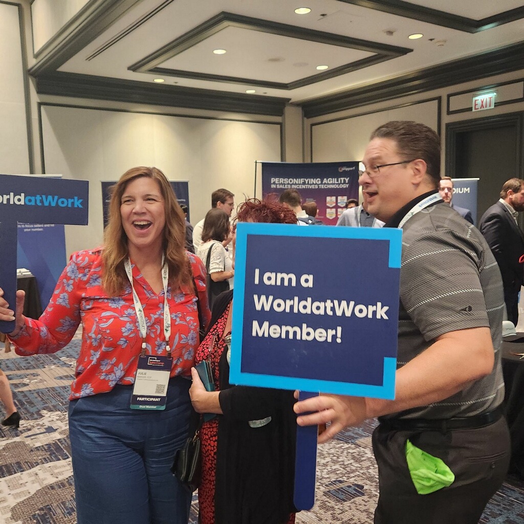 WorldatWork's tweet image. Thanks to these proud @WorldatWork members! You should become a member too! Stop by the booth here at WorldatWork #SalesComp23 and ask us about the amazing benefits of membership!