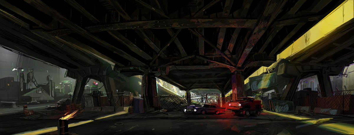 kjettpack's tweet photo. The Gowanus Overpass set i designed for #MutantMayhem . the meeting place for the Turtles and Superfly. I included some of the sketches and packeting reference we would sent to @mikrosanimation to build the set. #TMNT #visdev #visualdevelopent https://t.co/4excCbUNew