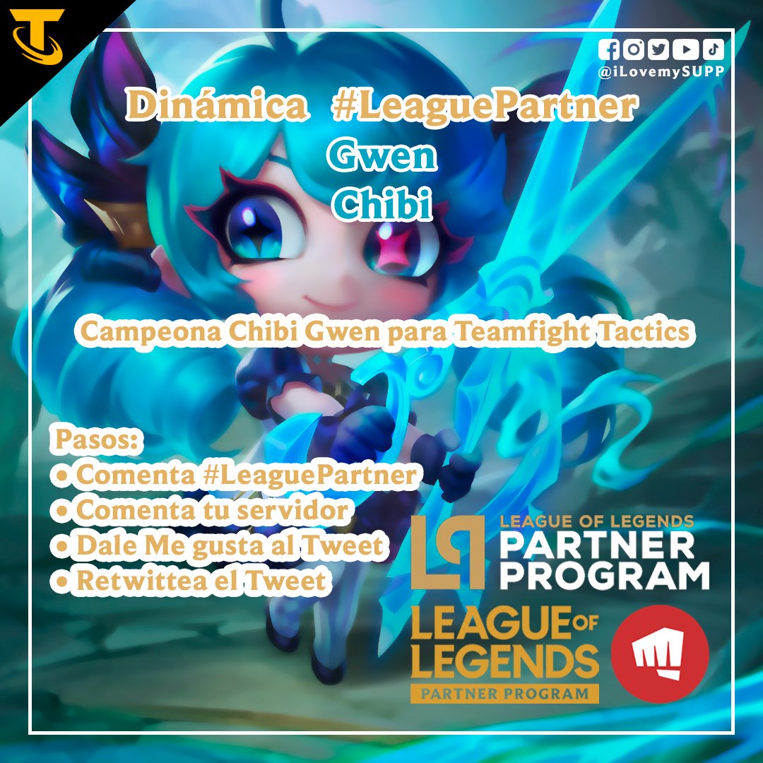 Soy parte del Programa de Socios de LoL de Riot Games y ellos me dieron algunos códigos para ustedes.

Gwen Chibi:
• Serán 2 códigos

Los resultados los daré a conocer el sábado 26 de agosto de 2023.

¡Mucha suerte a todos!

#TeamfightTactics #LeaguePartner
