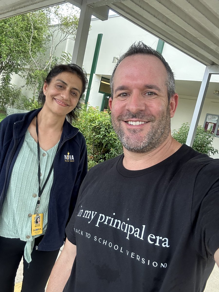 Starting year 12 of my #PrincipalEra w/ our new Math Coach, @batool_attiya. Our entire school team will continue to work hard each day to build meaningful connections w/ students/families. Let’s make it an enchanted year! #backtoschoolversion #bcpsreadyforyou #Knownova #ErasTour