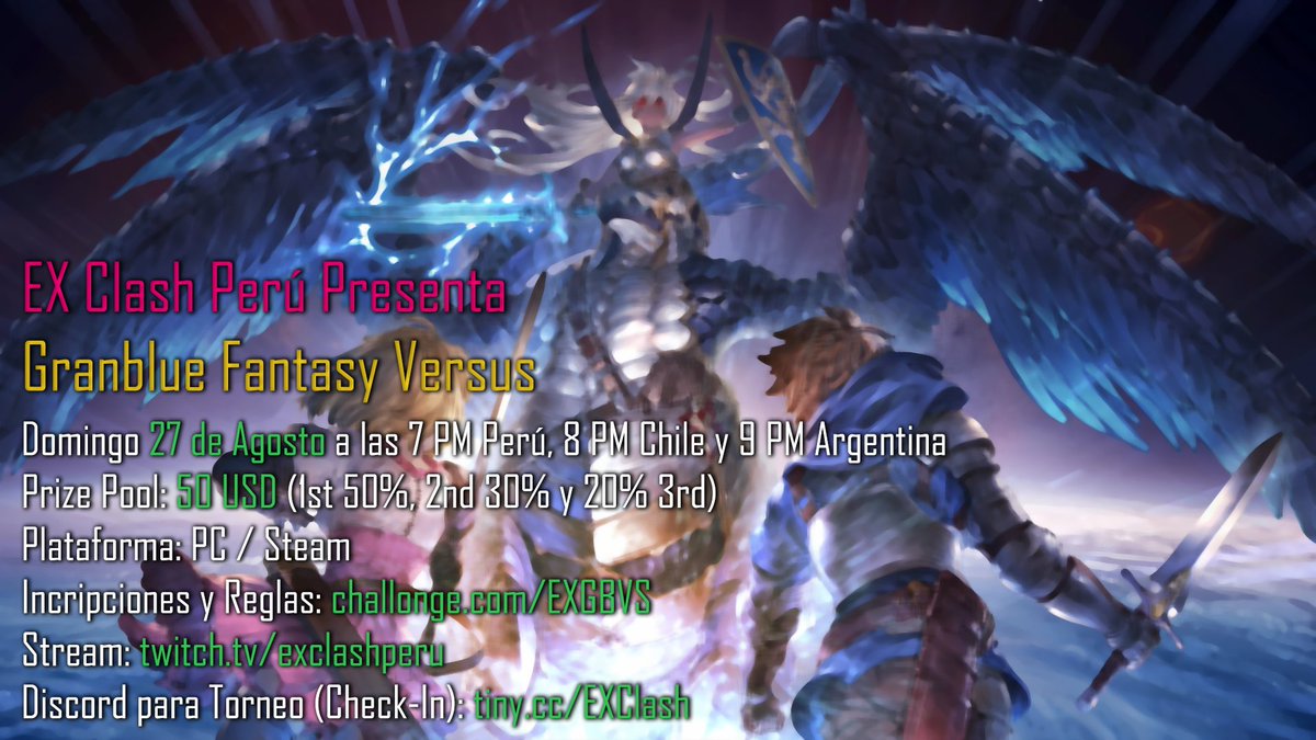 ExClashPeru's tweet photo. Amigos tenemos torneo de granblue este domingo! Links en los replies. https://t.co/g4kOA3ojUv