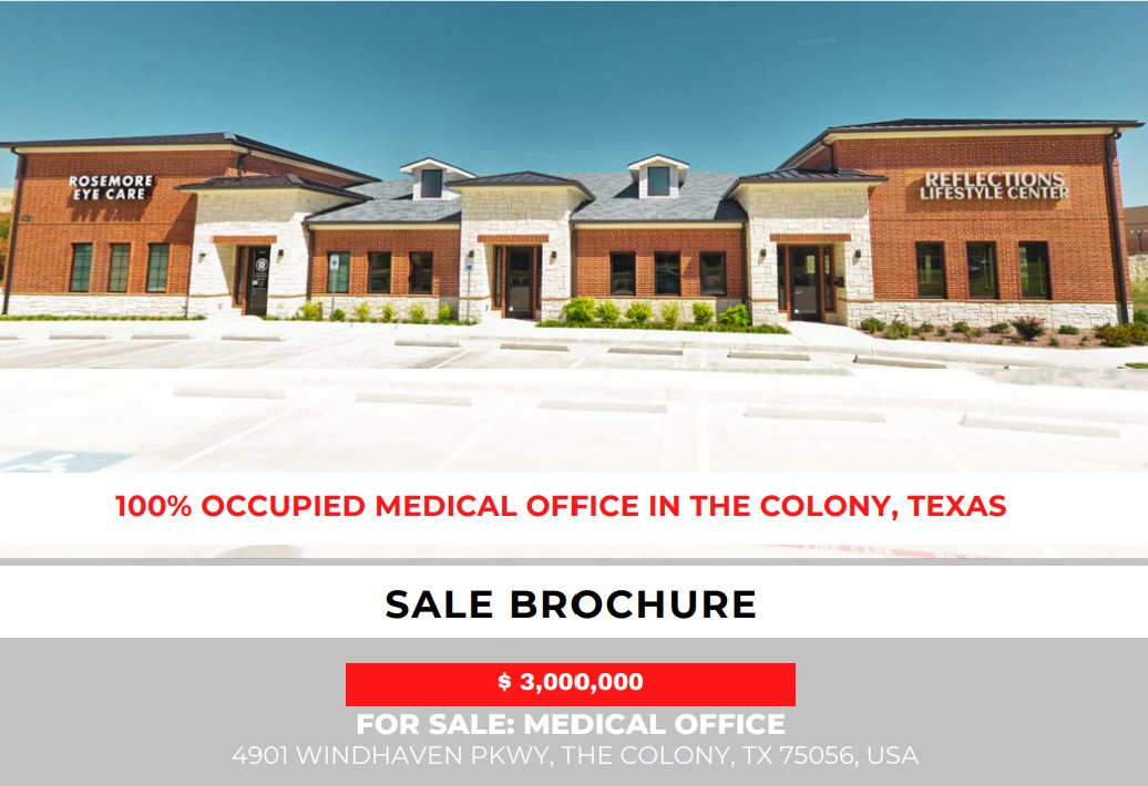 We are marketing a medical office building in The Colony. TX. This is a great investment opportunity in a booming part of North Texas. Please contact me for more information.