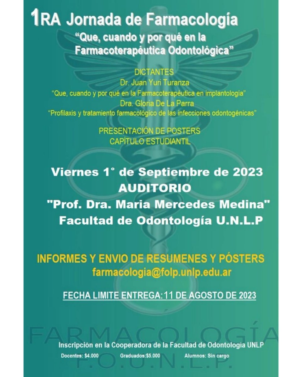 Vivi2deAbril's tweet photo. 1ra Jornada de Farmacología Odontológica #UNLP #FOLP https://t.co/Qu7U0ShumV