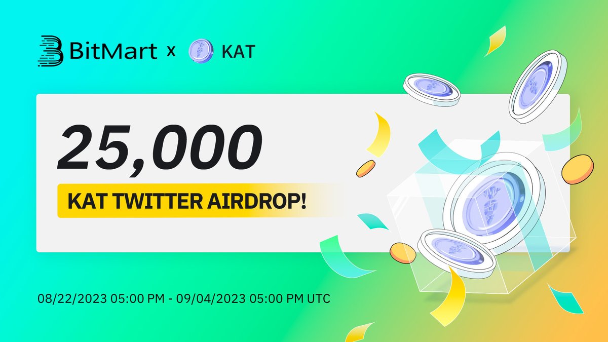 🌟 #BitMart X #KAT #Airdrop 🌟

1⃣Follow <a href="/BitMartExchange/">BitMart</a> &amp; <a href="/KaratDAO/">KaratDAO 🥕 AI Prediction Market Agent</a> 
2⃣Join t.me/BitMartExchange &amp; discord.gg/karatdao
3⃣RT &amp; Tag 3 frds &amp; Like
4⃣Fill: forms.gle/gKdAD1EjcvnToP…

🎁100 lucky winners receive 250 KAT each!
👉Register now: bitmart.com/en?r=OPS