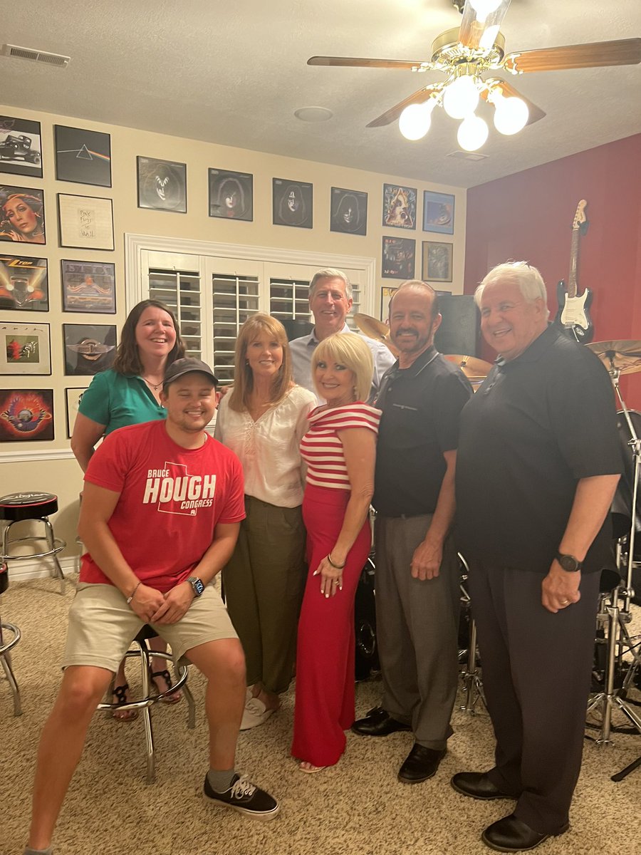 BHough4Congress's tweet photo. I’ve always loved music. I was once a DJ. What a fun evening with Kaye and Brad Pratt. Thank you for being such gracious hosts, and for opening your home for last night’s campaign cottage meeting in Tooele.

#brucehoughforcongress #UTCD2 #utgop https://t.co/QcMTTTBttu