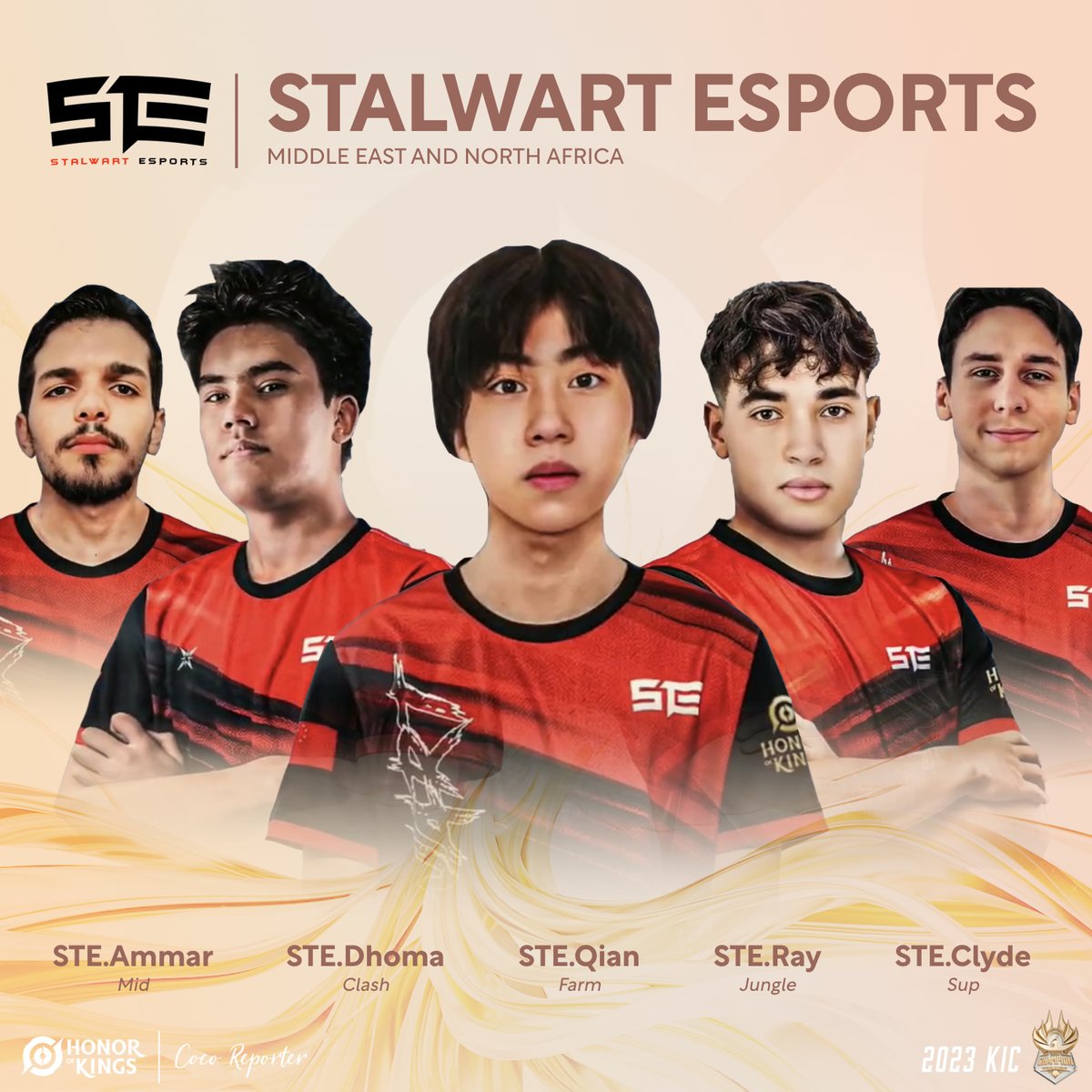 ajwatt031's tweet photo. 🔥 The first team to announce the roster for upcoming #HonorofKings international tournament is @StalwartEsports from MENA region. The roster is formed by the players of YaLLa Esports from last year.

CLS @Dhoma777
JUG @IRay_Hok
MID @AmmarMe90
FAM @Qian_Aov
SUP @Clyde_HoK https://t.co/bYjq1h6cMw