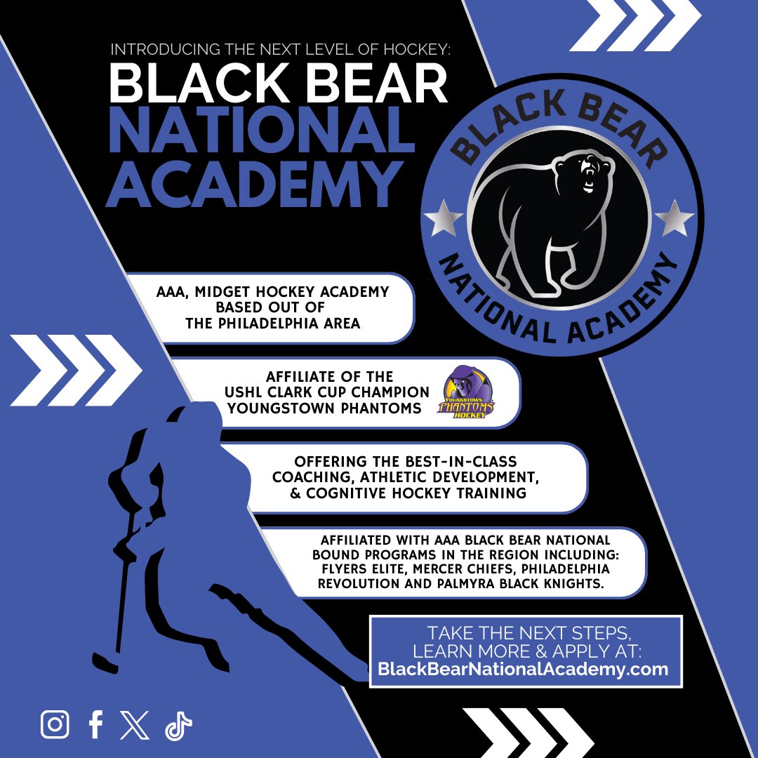 🏒 Elevating midget hockey with the best-in-class coaching and exposure to propel your hockey journey forward.
#BlackBearNationalAcademy
Learn More on our website, Link in Bio 🔗