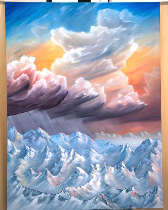 I painted some goofy little clouds and silly little mountains wanna see? (Oil on canvas 3&rsquo;x4&rsquo;) https://t<a href="/tag/mvsales"class="tags"><span>#mvsales</span></a>