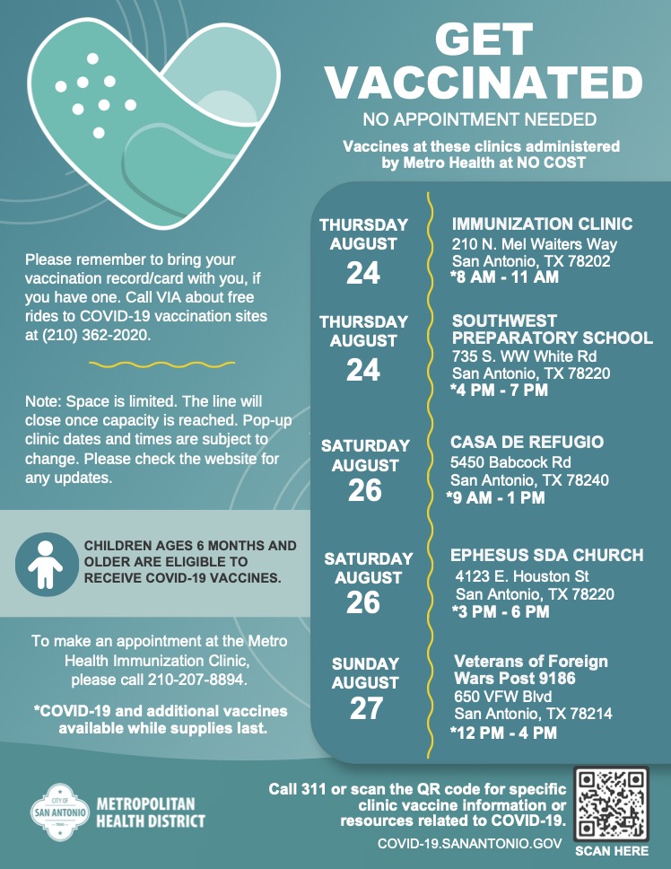 southwest_prep's tweet image. Southwest Preparatory School - Southeast is holding a Vaccine Clinic this Thursday, August 24, 2023, from 4:00-7:00pm. #vaccineclinic #sanantonio #swprep #warriorstrong #wellness