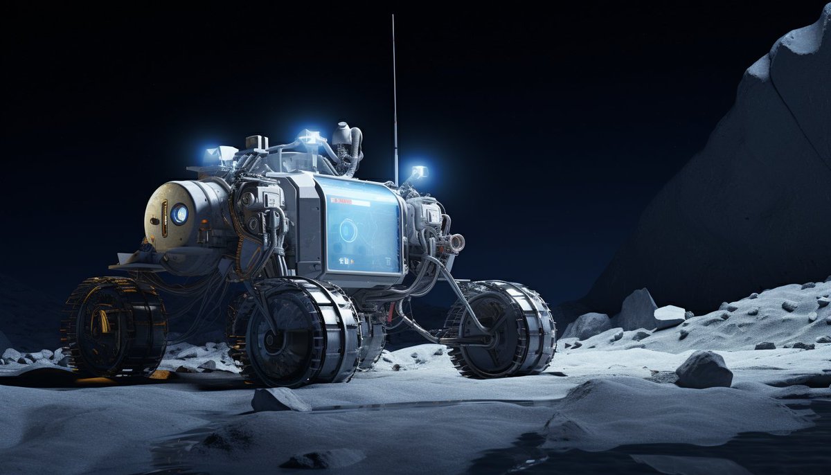 _iyashishukla's tweet photo. AI Imagined!
Lander "Vikram" at the lunar south pole, a region with water ice, or frozen water, that could be a source of oxygen, fuel and water for future moon missions.
#Chandrayaan_3 #Chandrayaan3Landing #midjourney #midjourneyart #buffoonai #aiartcommunity https://t.co/jW3EbRWdkH