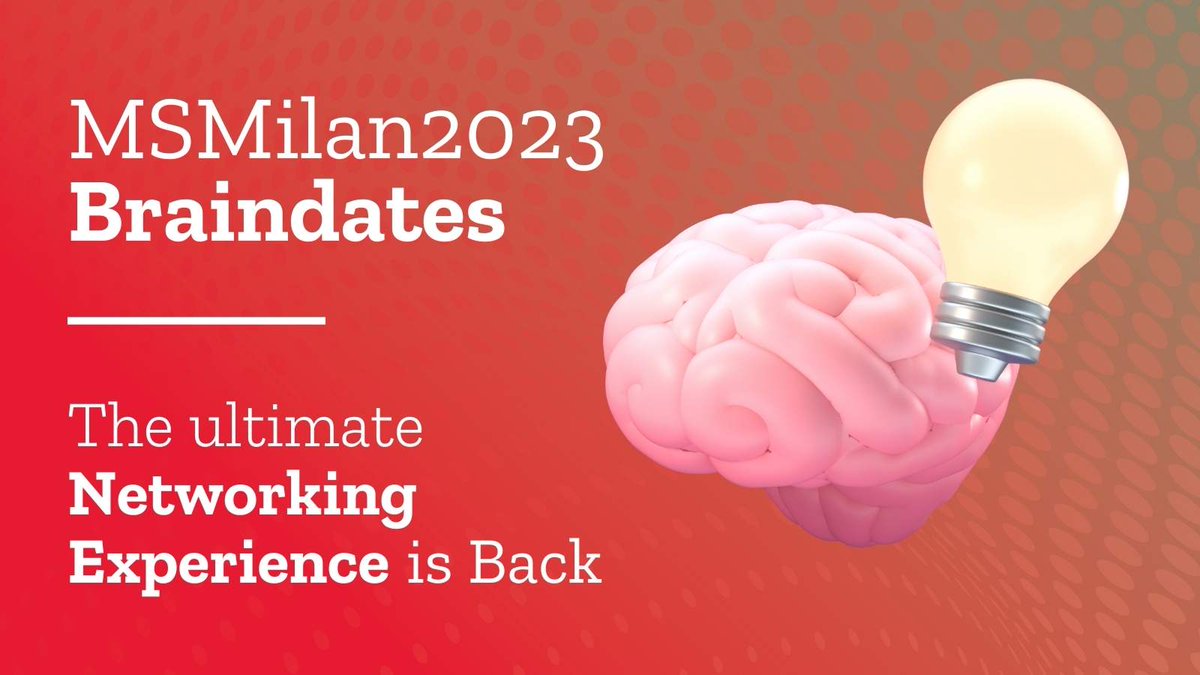 ECTRIMS's tweet image. Braindates are back for #MSMilan2023! They are the perfect way to keep the conversations flowing after your favourite sessions. 

Click here ➡️ bit.ly/45RTT6r ⬅️ for more info &amp;amp; start 🧠-storming ideas for your networking session. 

#braindates #networking #msresearch