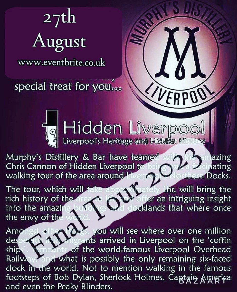 f you’re looking for something to do this coming Sunday, this is our final dockland walking tour this year, with Chris from @hiddenliverpool Head to eventbrite.co.uk to grab your tickets now 🎫 🍸