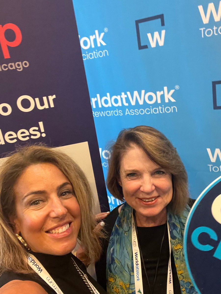 WorldatWork's tweet image. The fabulous Elissa O&apos;Brien, our VP of Membership welcomes our newest CSCP Jennifer Green at WorldatWork Sales Comp&apos;23! Remember to share your top Sales Comp&apos;23 memories, tag @WorldatWork, and use the hashtag #SalesComp23!