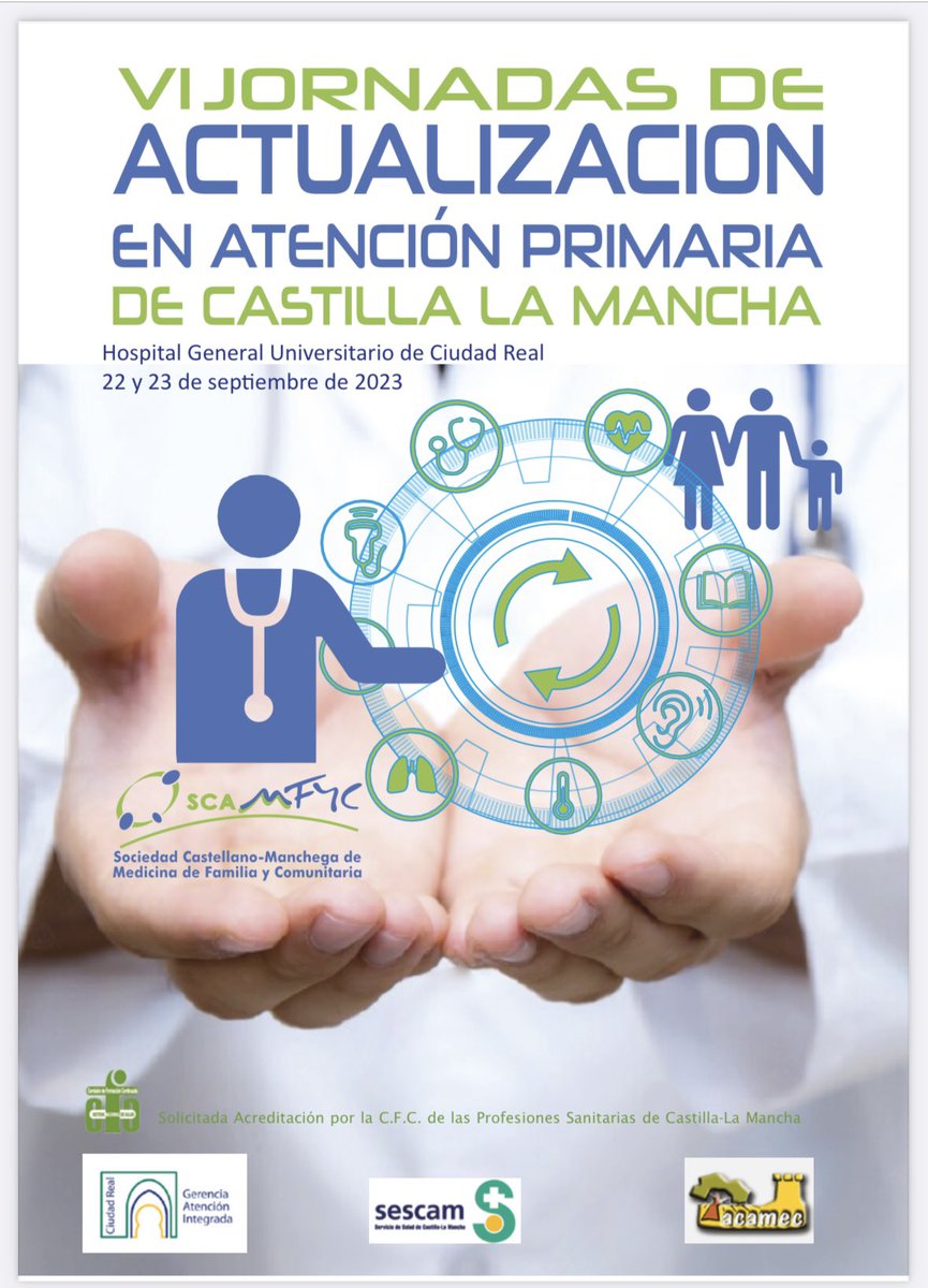 SCAMFYC's tweet photo. Os recordamos que este viernes 25 de agosto acaba el plazo para recibir los casos clínicos para las pre-jornadas de las VI Jornadas de Actualización en Atención Primaria de Castilla- La Mancha, que celebraremos el 22-23 de septiembre en el Hospital General de Ciudad Real. https://t.co/gmsIp7e6rb