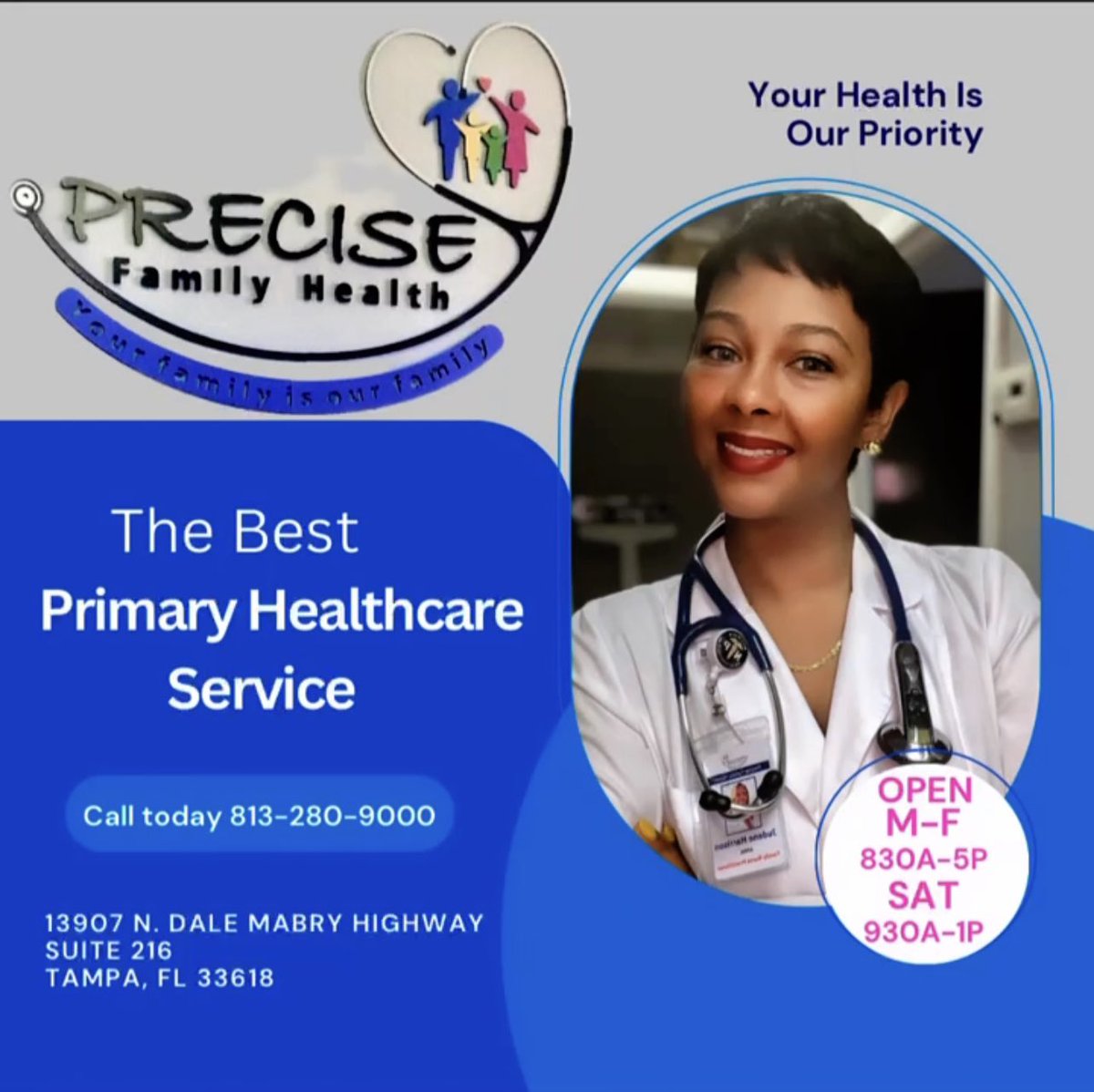 precisefamily's tweet photo. We provide primary care and wellness services , which can be rendered in-office, via telehealth or house-call. We also offer I.V. hydration, multiple weight-loss plans, including Semaglutide. Call us to inquire about a free week of Semaglutide. https://t.co/p76ztPB1d1