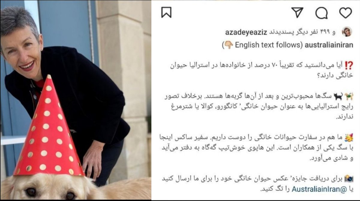 PariHadi1's tweet photo. خیلی ساله که غرب، اصل خانواده و فرزندآوری رو تو ایران نشونه گرفته
حالا هم سفیر استرالیا تو ایران، #سگ_فرزندی رو داره تبلیغ می‌کنه و براش جایزه گذاشته...

طبق معمول مسئولین هم خواب تشریف دارن...
احیاناً نمی‌خواید از خواب ناز بیدار شید؟ https://t.co/grDUJgS4fI