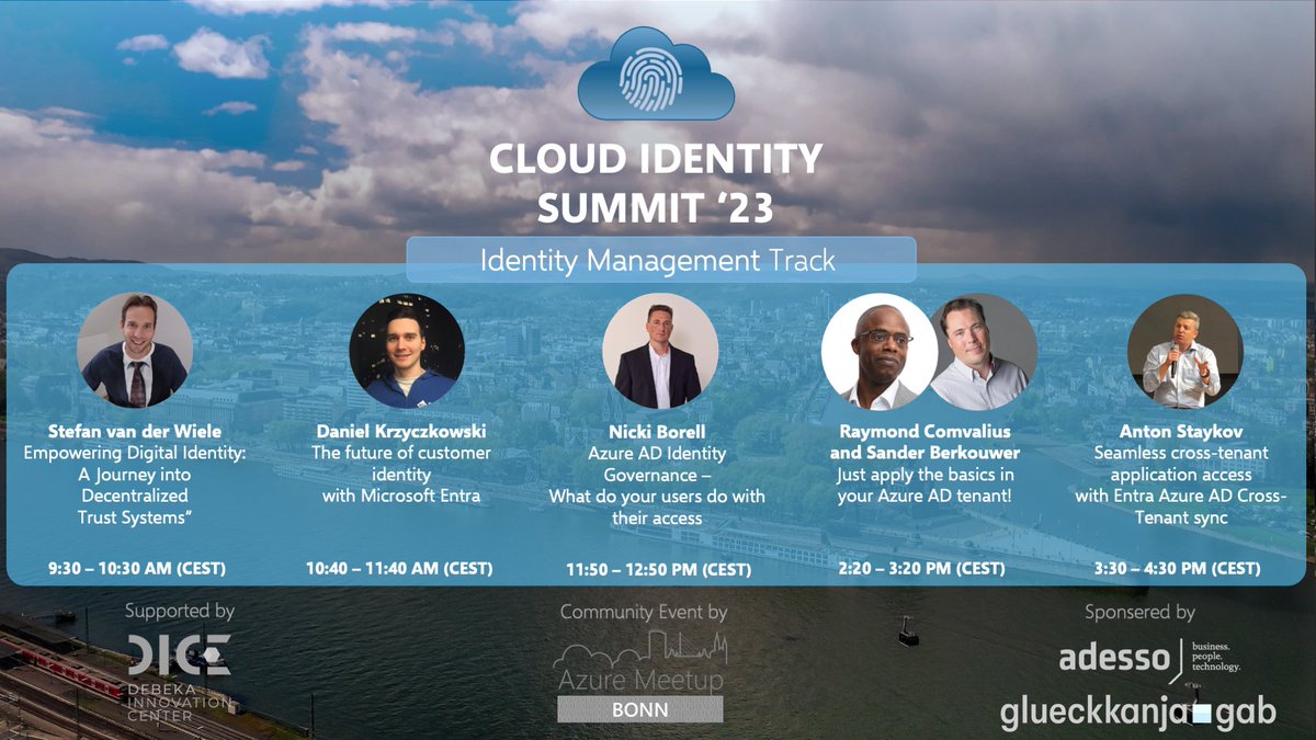 We're looking forward to exciting sessions by <a href="/wiele/">life</a>, @dkrzyczkowski, @nickiborell, <a href="/nextxpert/">Raymond Comvalius</a>, @sanderberkouwer and <a href="/astaykov/">Anton Staykov</a> in the Management Track. 

Check out the great speaker line-up with interesting and latest topics in #Identity.

More details: identitysummit.cloud