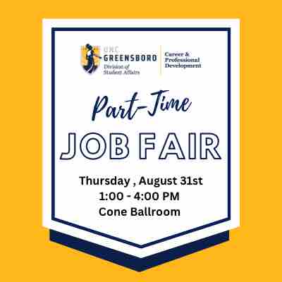 UNCGCareer's tweet photo. Do you need a part time job?? Come to the part-time job fair! #uncg #uncgcareer #uncg26 #uncg27 #uncgparttimejobfair #careerfair #parttimejobfair https://t.co/BRP7yUBl46