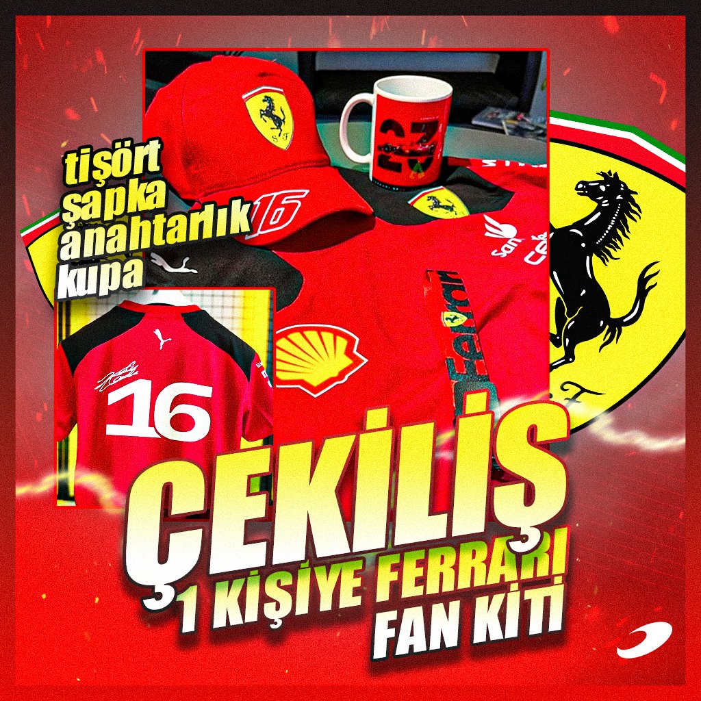 🔥 MOTORSPORT ÇEKİLİŞ GÜNÜ 🔥 ㅤ🎁 Bir kişiye Ferrari fan kiti hediye ediyoruz! Katılmak için yapmanız gerekenler: ㅤ⚫ @motorsportcomtr 'yi takip etmek. ㅤ⚫ Bu tweeti RT'lemek. 🗓️ Son katılım 29 Ağustos 22:00, bol şans!