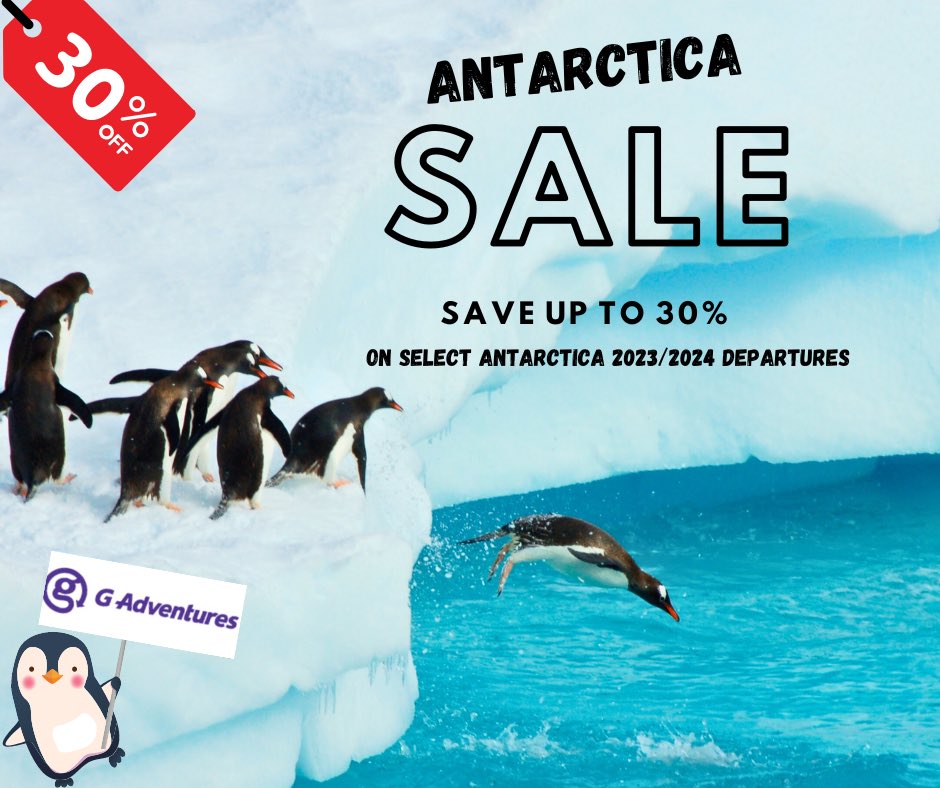 Veryhungrynomad's tweet photo. This is the SALE you've been waiting for! 
SAVE 30% on select 2023/2024 departures to ANTARCTICA! 
VIEW TOURS ON SALE HERE 👉https://t.co/yIFZtkF6TS https://t.co/J6Y4OY5YVL