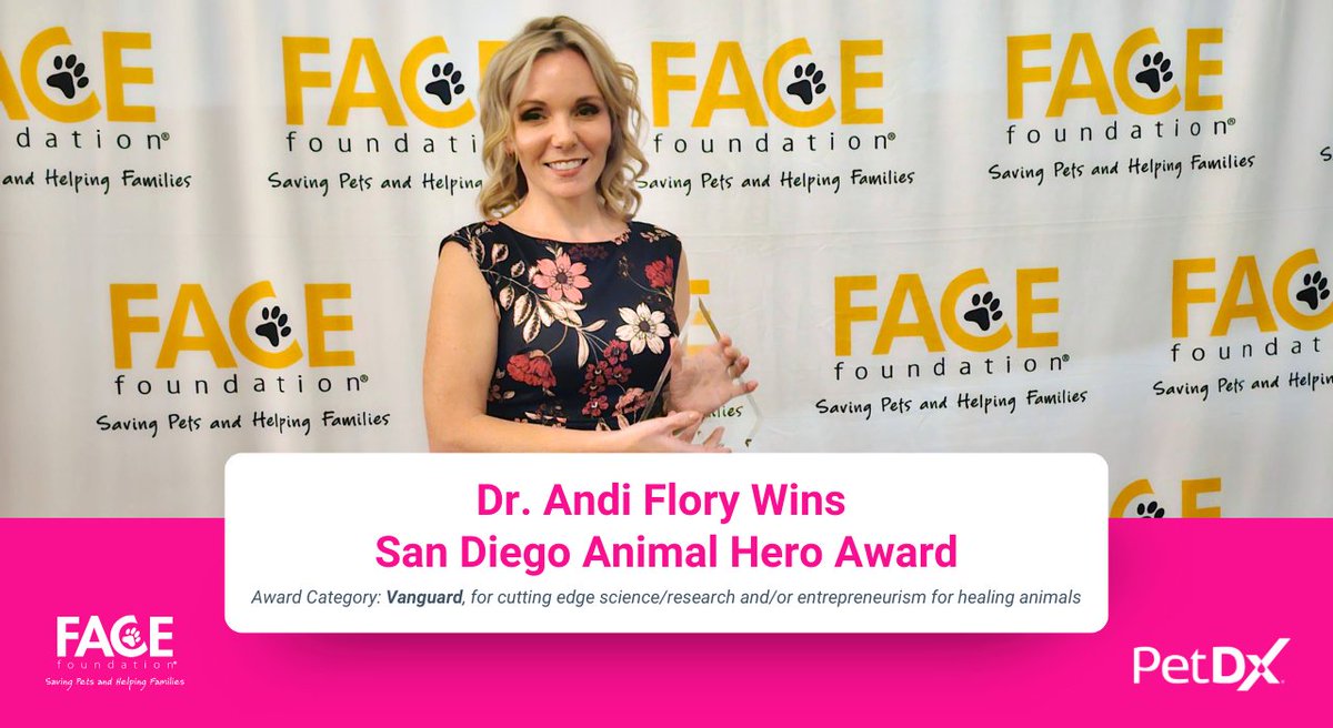 Tails are wagging and hearts are soaring for Dr. Flory's exciting acceptance of the San Diego Animal Hero Award in the category of Vanguard, for cutting edge science/research and/or entrepreneurism for healing animals, this past weekend. 🐾