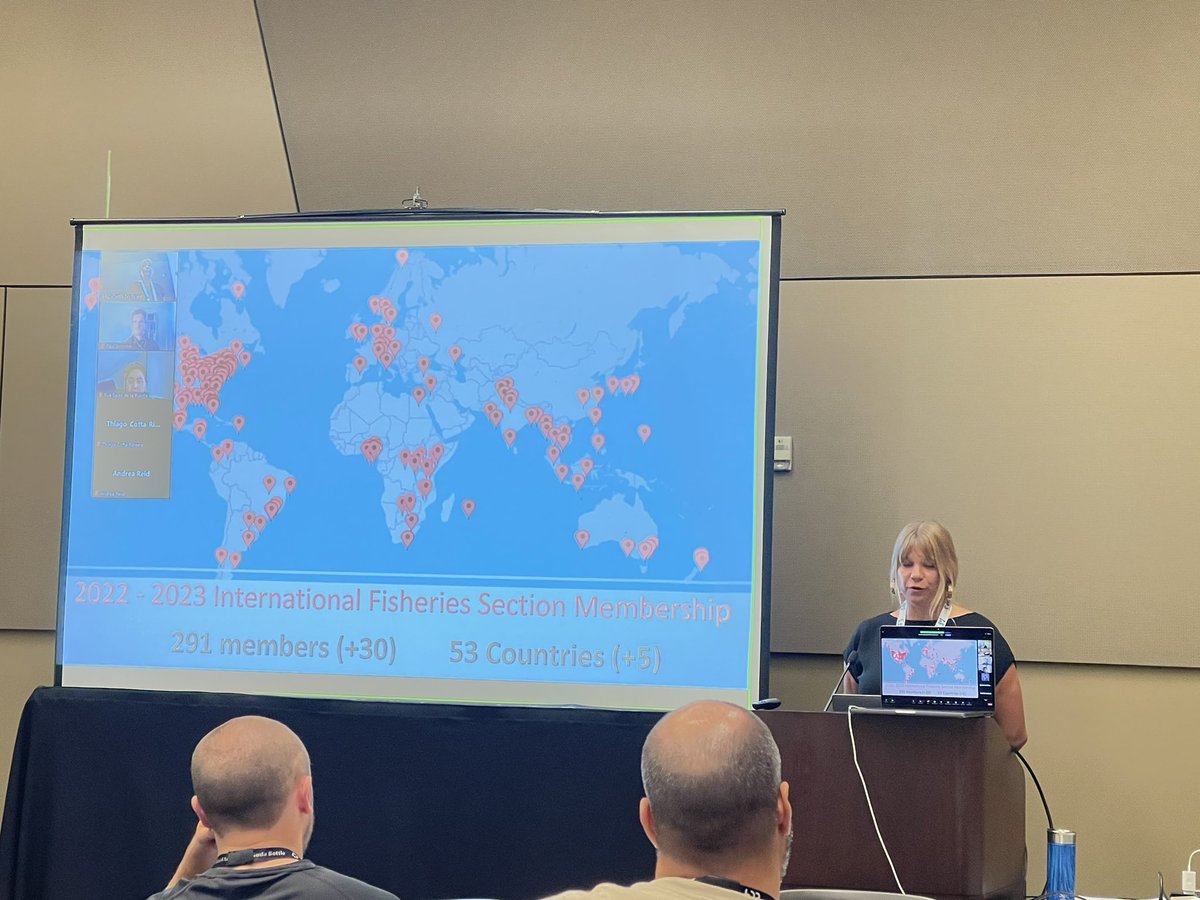 Julie Claussen (@julielovesfish) on Twitter photo The <a href="/IFS_AFS/">IFS of AFS</a> brings the fish world together! 🐟🌏 #AFS153 President <a href="/bethnyboer/">Beth Nyboer</a> goes over the year’s many accomplishments. <a href="/DrLuizSilva/">Luiz Silva</a> will be our new Leader. Join us in celebrating international networking in <a href="/AmFisheriesSoc/">American Fisheries Society</a> units.fisheries.org/ifs/ The <a href="/IFS_AFS/">IFS of AFS</a> brings the fish world together! 🐟🌏 #AFS153 President <a href="/bethnyboer/">Beth Nyboer</a> goes over the year’s many accomplishments. <a href="/DrLuizSilva/">Luiz Silva</a> will be our new Leader. Join us in celebrating international networking in <a href="/AmFisheriesSoc/">American Fisheries Society</a> units.fisheries.org/ifs/