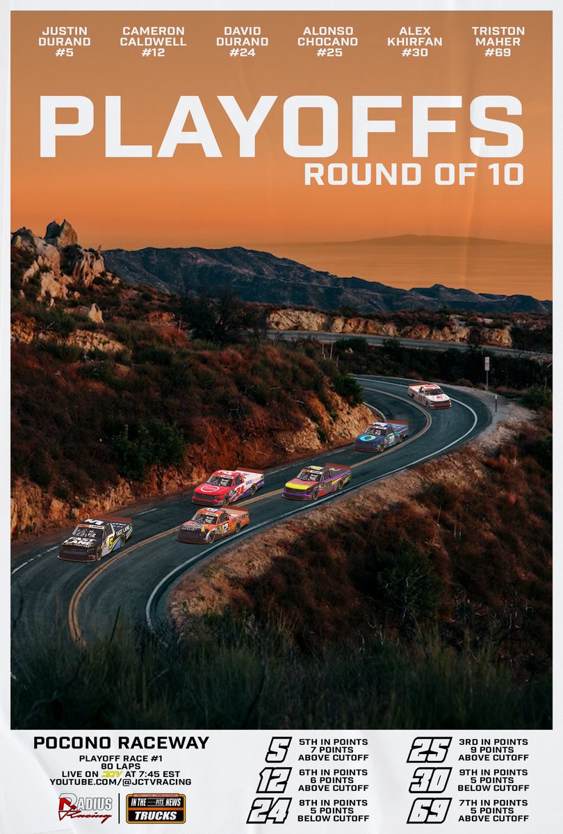 CCaldwell12_'s tweet photo. That late night inspiration hit last night, a poster design detailing @RadiusRacing_ playoff run in @BlazerSimRacing starting in a couple weeks. https://t.co/m0LcccugxC