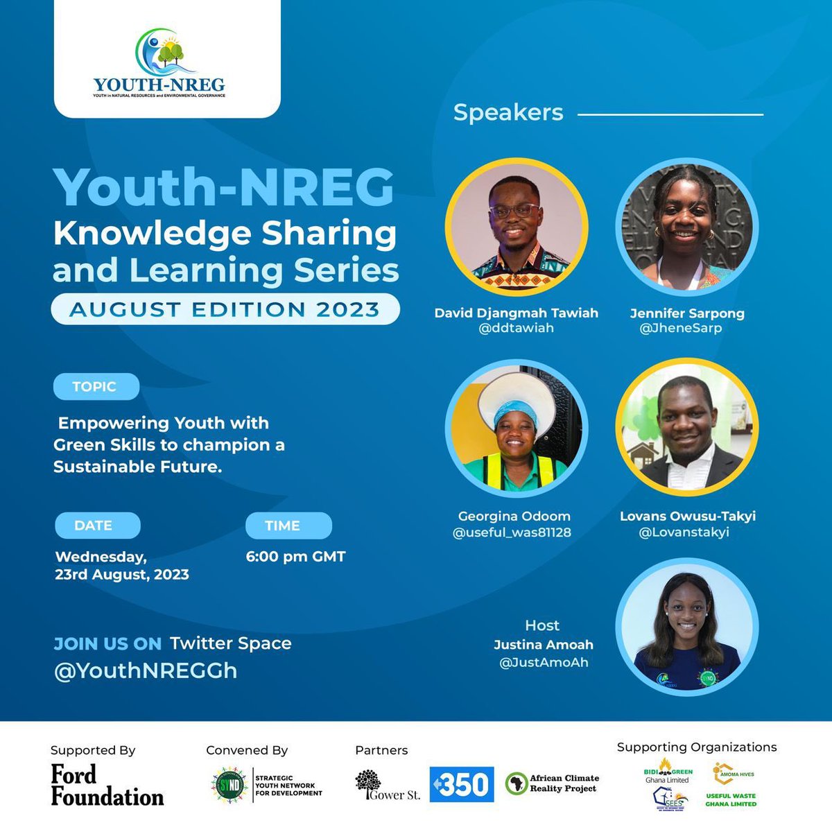 Some #Young #Green #Entrepreneurs of @YGEGhana programme by @SYNDGhana will be sharing inspiring journey of success on green entrepreneurship.

You should join, you might have a #passion for green entrepreneurship soon. And Oh!! It’s tomorrow 

Link 🔗: x.com/i/spaces/1dxgy…