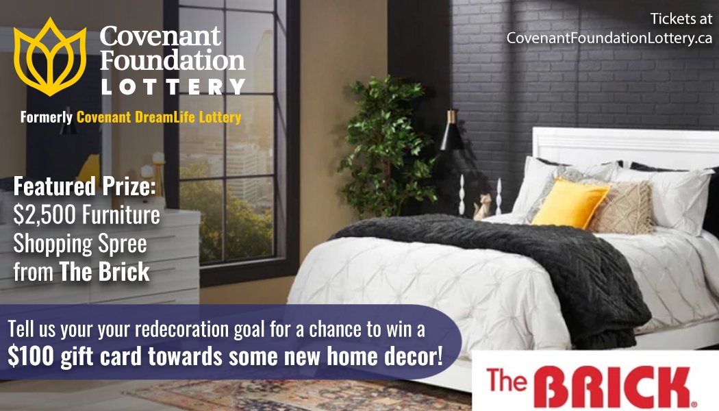 CONTEST: <a href="/CovenantLottery/">Covenant Foundation Lottery</a> has A LOT of prizes up for grabs and we're featuring a new one every day 'til Friday! PLUS we're giving away a prize, each day, to go along with it.  

For a chance to win a $100 GC towards some home decor, tell us your redecoration goal(s)! #yeg