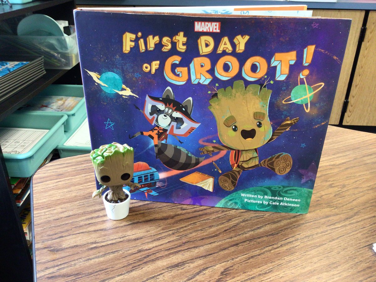 lmuellerTMP's tweet photo. When your teacher loves Marvel you have to read First Day of Groot with a special buddy. #cpsbest #FirstDayOfFirstGrade #PrairieProud https://t.co/VLYv9hOX0g
