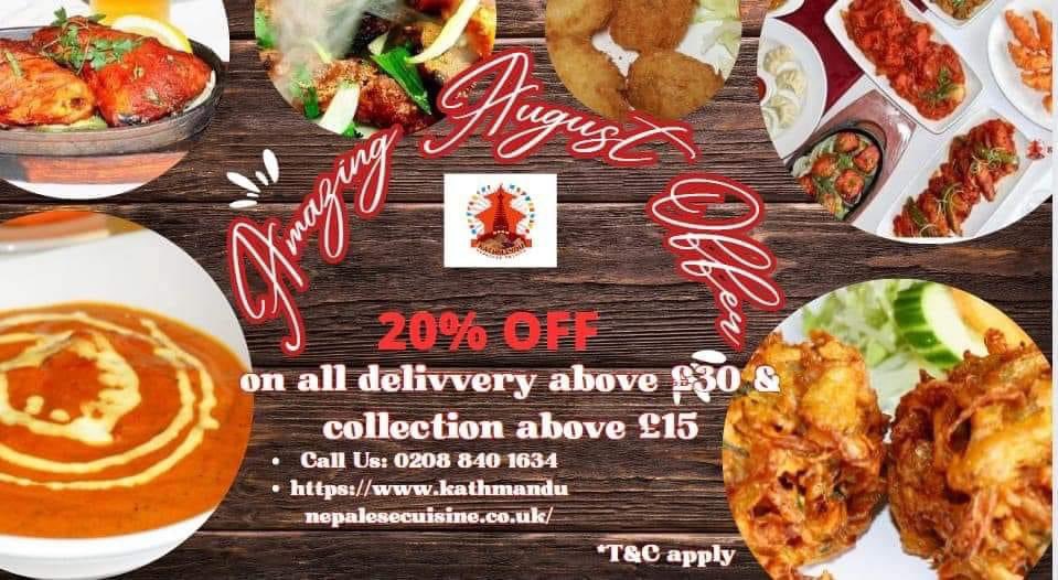 KNCNorthfield's tweet photo. 20% OFF Special August offer &amp; FREE Delivery through our Website or via call 02088401634
Order now at https://t.co/PdO5UQY73f 
Phone : 02088401634
#KathmanduNepaleseCuisine  #FreeDelivery #OrderOnline
#indianfood #nepalesefood #ealingbroadway #ealing #northfieldavenue #momo #curr https://t.co/q8hYFXlINv