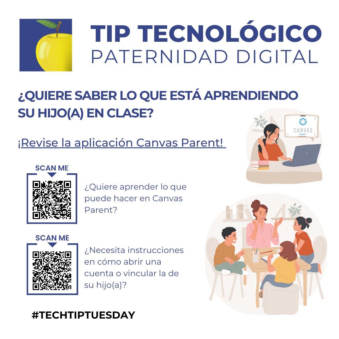 rlascusd116's tweet photo. RLAS-116 families can see what their child(ren) is learning in school by using Canvas!
Scan the QR codes below to see what you can do in Canvas Parent. You can also visit the link below and click on the Canvas tab for more information.
#TechTipTuesday116 https://t.co/BvKpx2rTyy