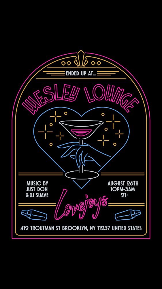 This Saturday!!!! Meet us at the world famous Wesley lounge in Brooklyn at lovejoys. As we wrap up this amazing summer. Where else would you want to be. It is a ticketed event so be sure to get your tickets now 

eventbrite.com/e/wesley-loung…