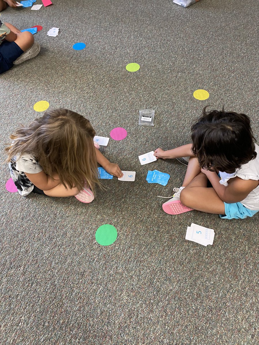 MrsRattarree's tweet photo. We’ve jumped right into math by exploring number bonds and playing Top It! Great mathematicians work together &amp; use “math talk”! @KISDMathSquad https://t.co/6gKKaGsffl