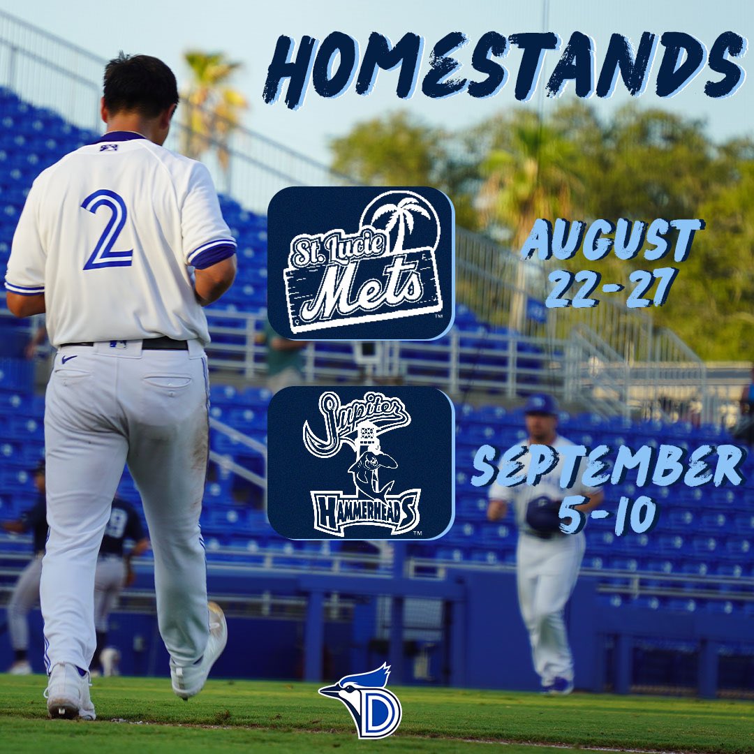 Did you know we only have two homestands left this year?👀✌🏼

Join us support the Dunedin Blue Jays as we head into the final stretch of the season! 💙💥