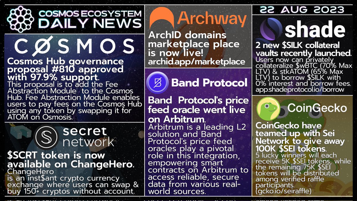 ✅Show your support with RT   

🙌We keep spreading the word!   

$ATOM $SCRT $ARCH $BAND $SHD 

<a href="/cosmoshub/">Cosmos Hub ⚛️</a> <a href="/cosmos/">Cosmos - The Interchain ⚛️</a> <a href="/SecretNetwork/">Secret Network</a> <a href="/archwayHQ/">Archway 🟠</a> <a href="/BandProtocol/">Band</a> <a href="/Shade_Protocol/">Shade Protocol ❎</a> <a href="/coingecko/">CoinGecko</a>