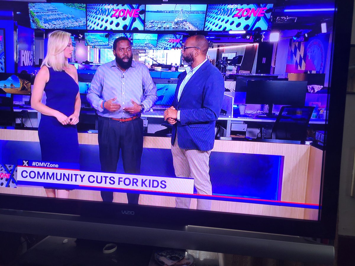 LeCountB's tweet photo. Great to see my main man @CraigBlac on the @fox5dc's #DMVZone with @JMatter_TV and @JoeClair highlighting his charity for children, Crag Blac's 6th Annual Community Cuts For Kids in DC & MD on August 27!! #CCFK #CCFK2023 https://t.co/3NuC8xE82p