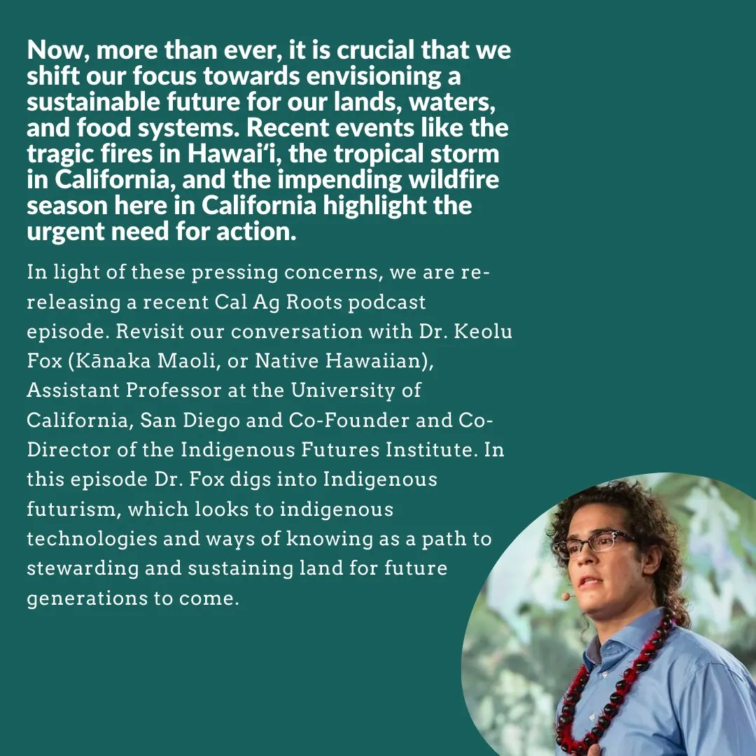 CalAgRoots's tweet photo. Revisit our conversation with Dr. Keolu Fox. 
Links to the full list of funds supporting Native Hawaiian communities/cultural resources and podcast episode are available here: 
https://t.co/iceYBdB0ng https://t.co/zNjPGg3WqV
