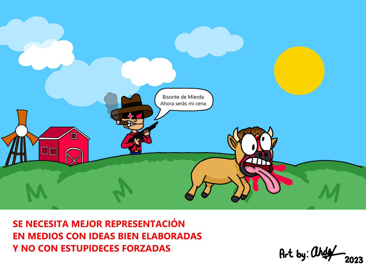 Star_Kaabii06's tweet photo. Hice este dibujo con todo el mame que está bisonte ha hecho, así que hice una sátira a esto representado en forma de dibujo tipo shitpost con un mensaje reflexivo
#bisonte #shitpost #art #illustration #digital #goodrepresentation https://t.co/CnnY9SzPOE