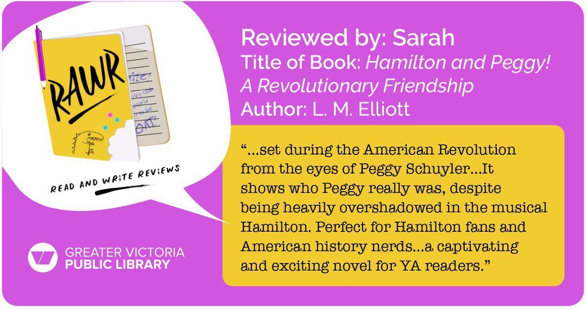 Do you know a teen or tween between 10 and 18 who has a passion for reading and writing? There is still time to join our virtual book review contest 🔗 ow.ly/L6H950PkV7G.

Here's a featured review from Sarah on Hamilton and Peggy! A Revolutionary Friendship by L.M. Elliott.
