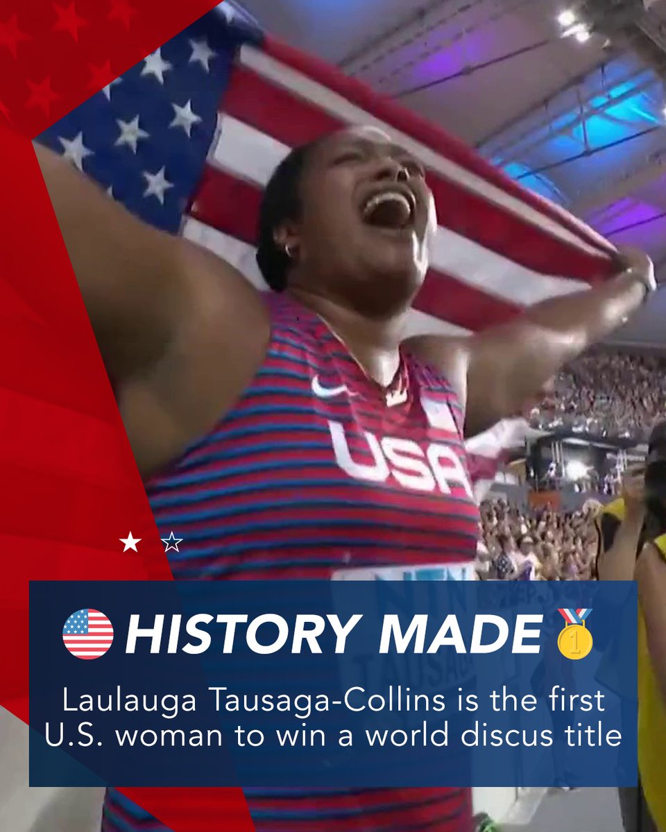 Laulauga Tausaga-Collins' first world championship medal is a historic one. 👏 #WorldAthleticsChamps