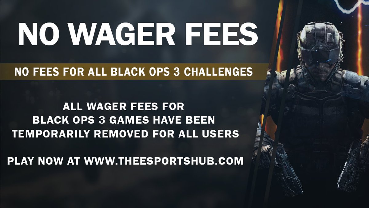 theesporthub's tweet photo. 🚨$50 GIVEAWAY🚨

To celebrate our temporary removal of ALL WAGERS FEE on Black Ops 3 challenges for ALL PLAYERS, we're doing a giveaway...

➡️ Retweet this tweet
➡️ Follow @TheEsportHub
➡️ Extra entry if you tag someone who doesn't shoot back

5 winners, $10 each!! Picked 24/08 https://t.co/BnxFwLoyf2