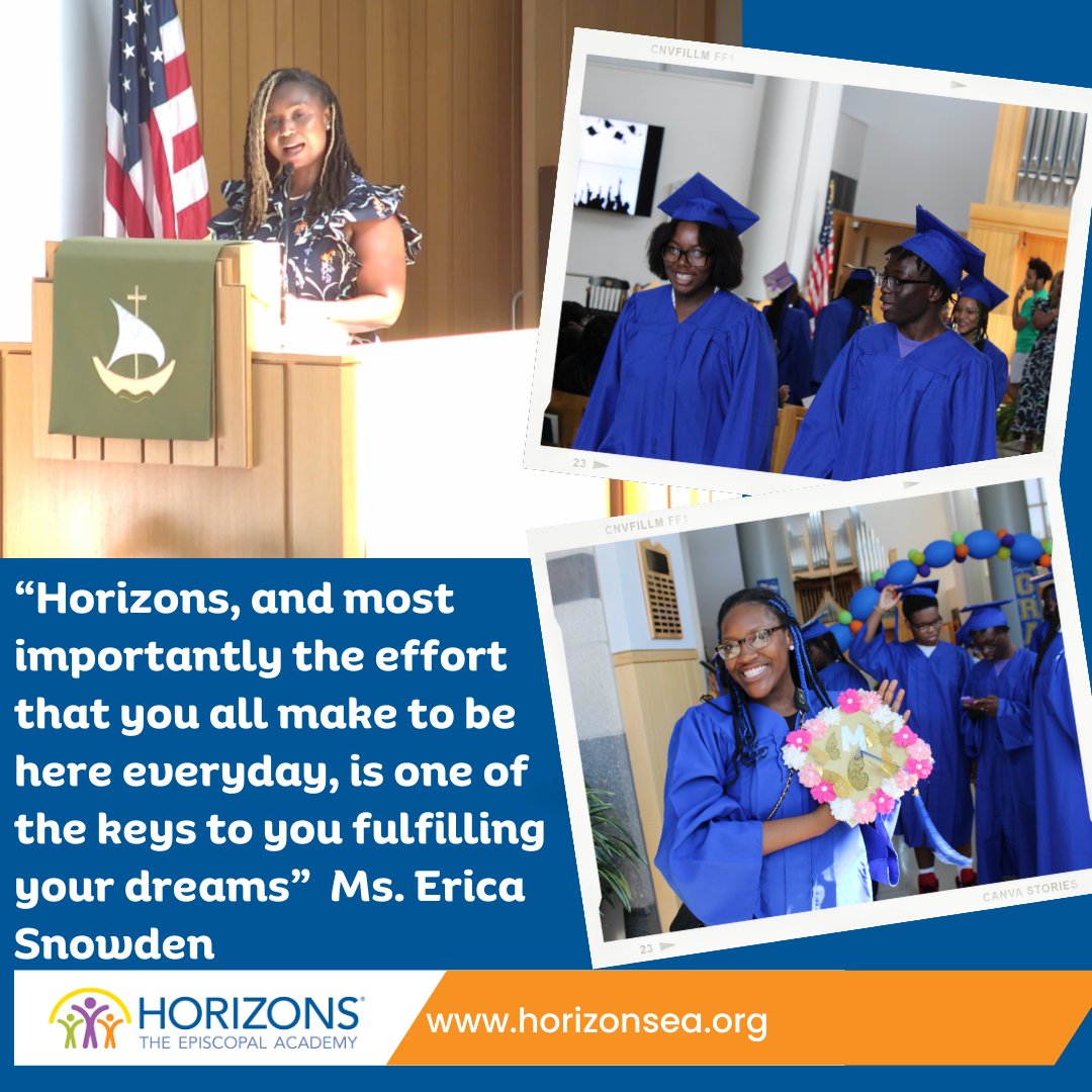 #TakeMeBackTuesday...Remembering the inspiring words from Horizons 8th Grade Graduation speaker Ms. Erika Snowden, EA Executive Director of the Office of DEI. #Summer2023 #HorizonsEA