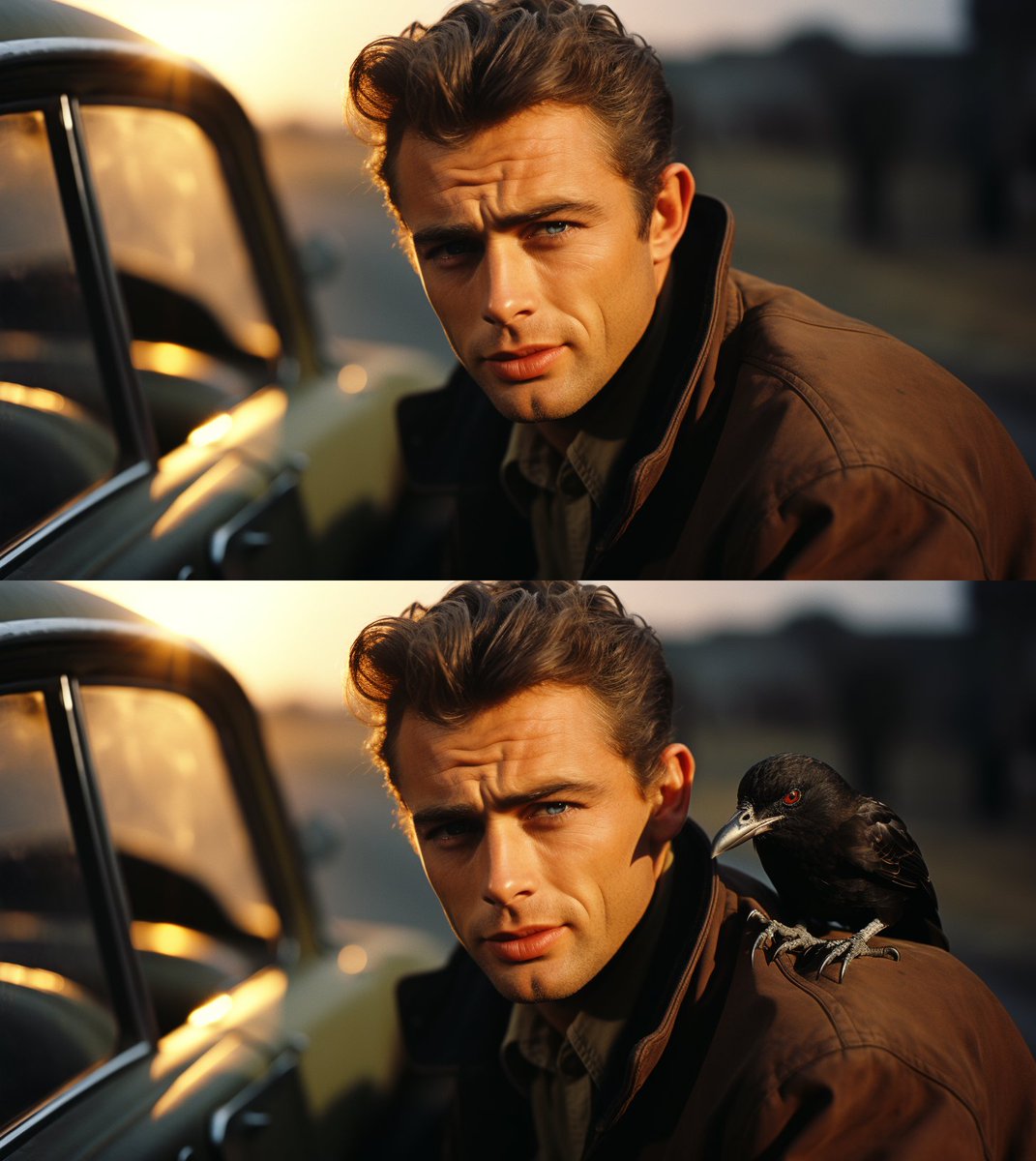 dblumx's tweet photo. Mit James Dean geht's besser. Vermutlich ginge alles besser mit James Dean. #inpainting #midjourney https://t.co/iw8iS6L4CF